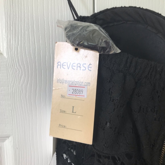 Black Peasant Style Strapless Dress - Picture 2 of 4